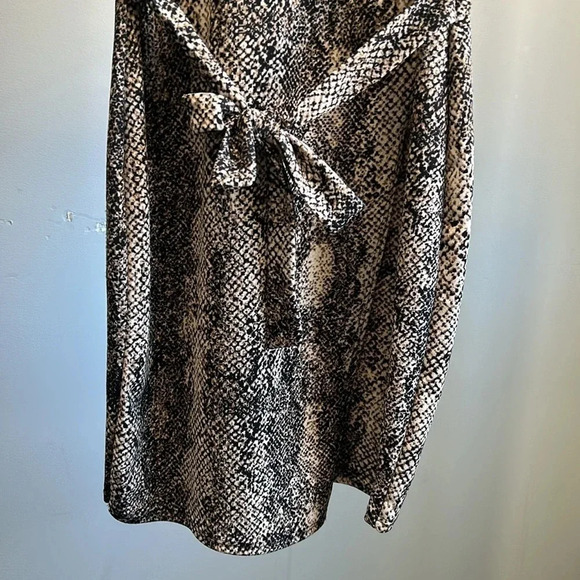 Rebel Sugar Wrap Dress Snakeskin | Snakeskin Print Dress | Wrap Dress | Tan - Picture 3 of 8